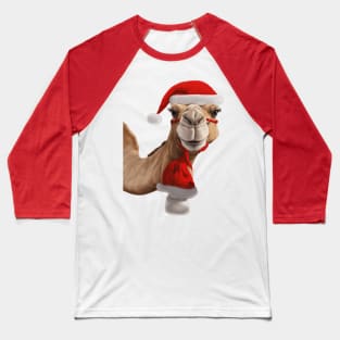 Adorable Cute Camel Wearing Santa Hat Christmas v3 Baseball T-Shirt